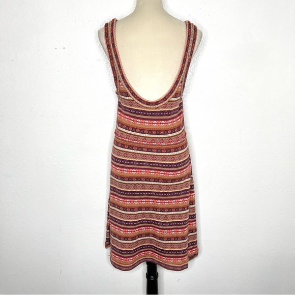 FREE PEOPLE Fair Isle Wool Blend Knit Sweater Dress Brown Sleeveless Size Large - Picture 9 of 15